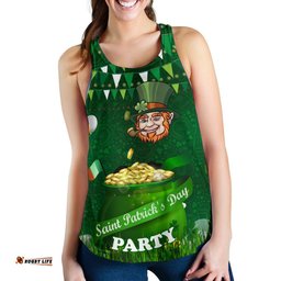 Patrick's Day Women Racerback Tank Shamrock Festival Style