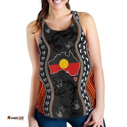 Aboriginal Women's Racerback Tank Australia Indigenous Map