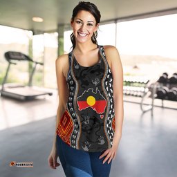 Aboriginal Women's Racerback Tank Australia Indigenous Map