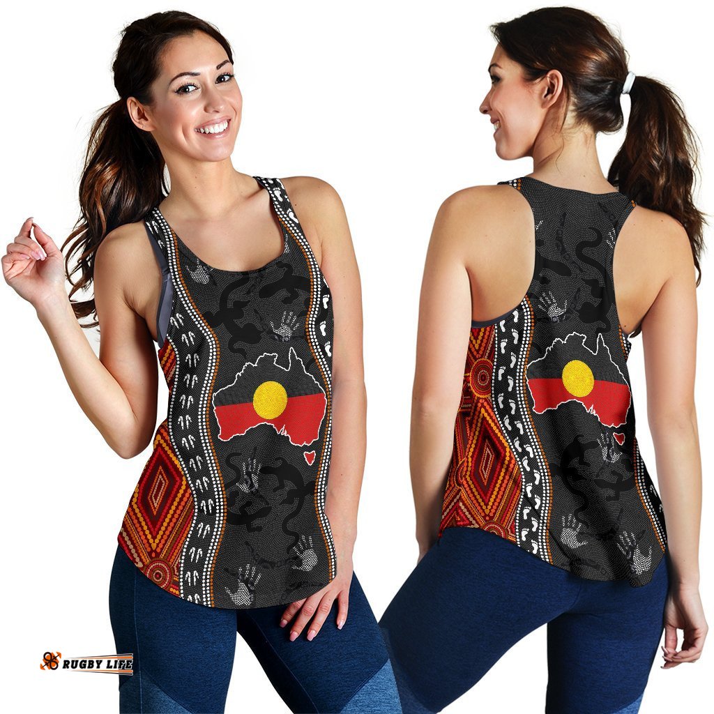 Aboriginal Women's Racerback Tank Australia Indigenous Map