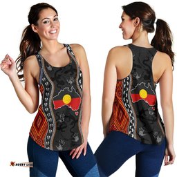 Aboriginal Women's Racerback Tank Australia Indigenous Map