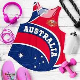 Aboriginal Racerback Tank Australia Flag and Coat of Arms Women