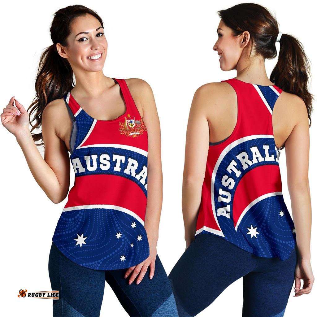 Aboriginal Racerback Tank Australia Flag and Coat of Arms Women