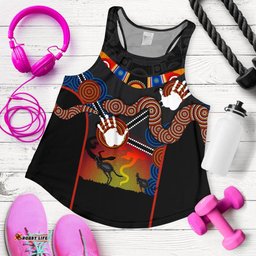 Aboriginal Women's Racerback Tank Australian Boomerang and Snake Indigenous Art