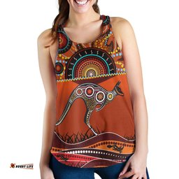 Aboriginal Women's Racerback Tank Kangaroo With Dot Painting