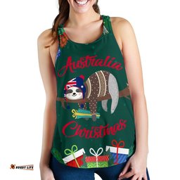 Australia Christmas Women's Racerback Tank Green Merry Christmas