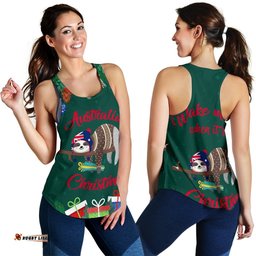 Australia Christmas Women's Racerback Tank Green Merry Christmas