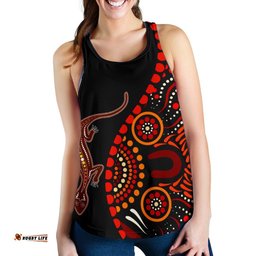 Aboriginal Women's Racerback Tank Aboriginal Lizard With Dot Painting Patterns