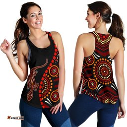 Aboriginal Women's Racerback Tank Aboriginal Lizard With Dot Painting Patterns