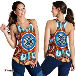 Aboriginal Women's Racerback Tank Indigenous Circle Dot Painting Ver02