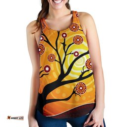 Aboriginal Women's Racerback Tank Tree In Spring Season