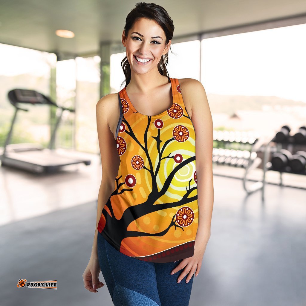 Aboriginal Women's Racerback Tank Tree In Spring Season