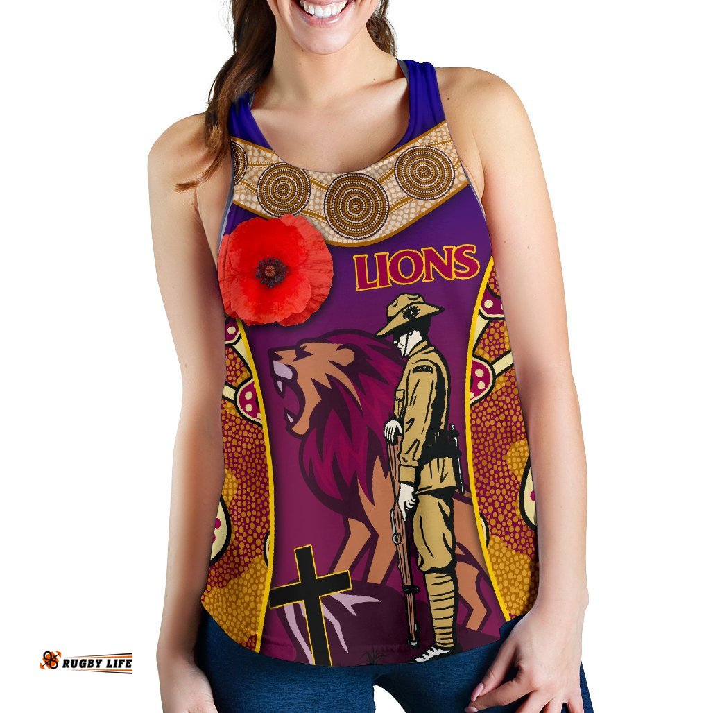 Brisbane Women's Racerback Tank Lions Anzac Day Gradients Style