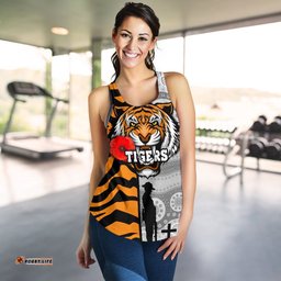 Custom Personalised Tigers Women's Racerback Tank Wests Anzac Day Tiger Skin Style