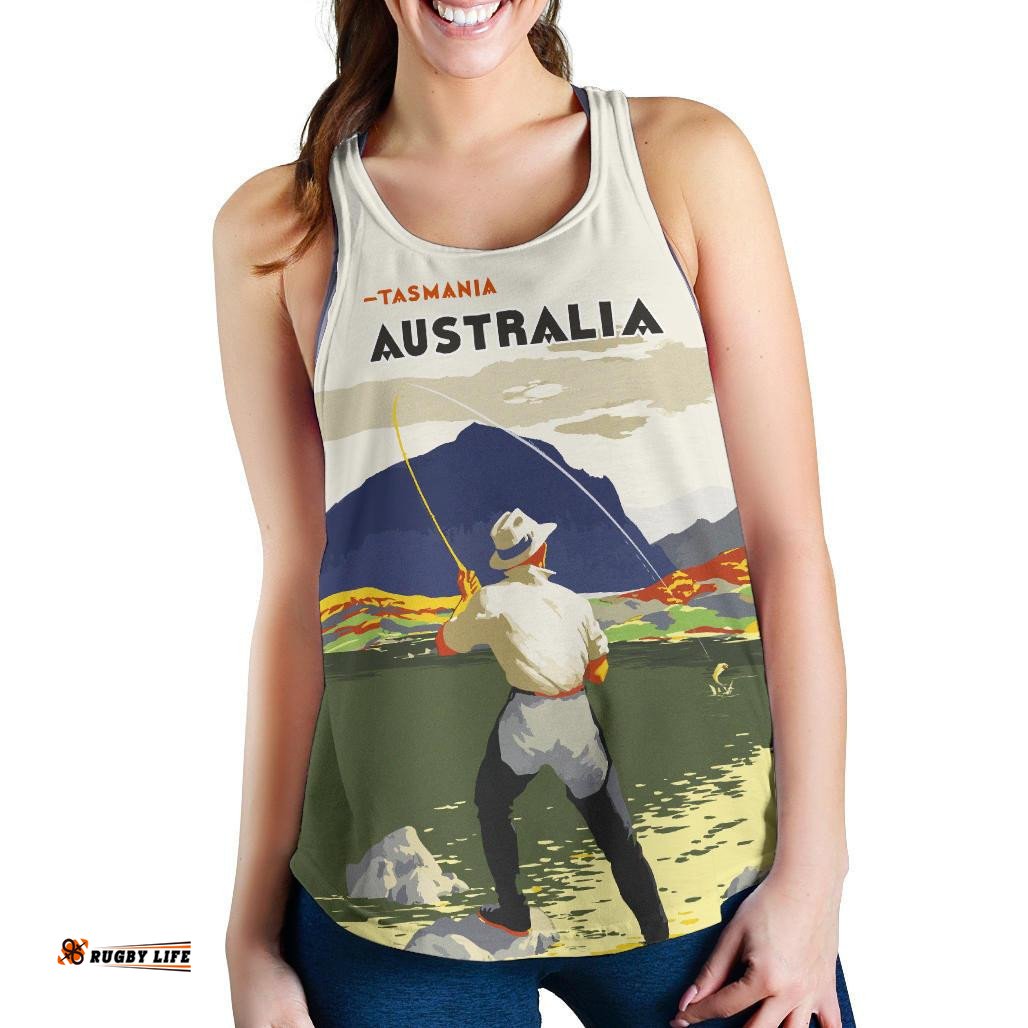Australia Racerback Tank Tasmania Top Tank Fishing Women