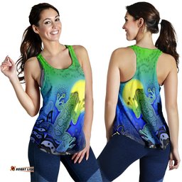 Aboriginal Women's Racerback Tank Indigenous Frog Blue