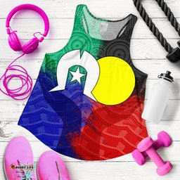 Aboriginal Women's Racerback Tank Australia Naidoc Week Indigenous Flag Style