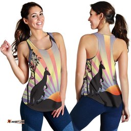 Racerback Tank Kangaroo Top Tank Sunset Ver03A Women