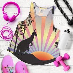 Racerback Tank Kangaroo Top Tank Sunset Ver03A Women