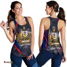 Aboriginal Women's Racerback Tank Australian Coat of Arms Aussie Spirit