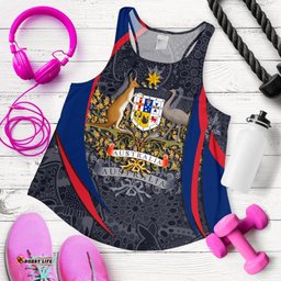 Aboriginal Women's Racerback Tank Australian Coat of Arms Aussie Spirit