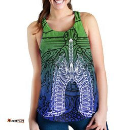 Torres Strait Islanders Women's Racerback Tank Turtle and Dhari Mask