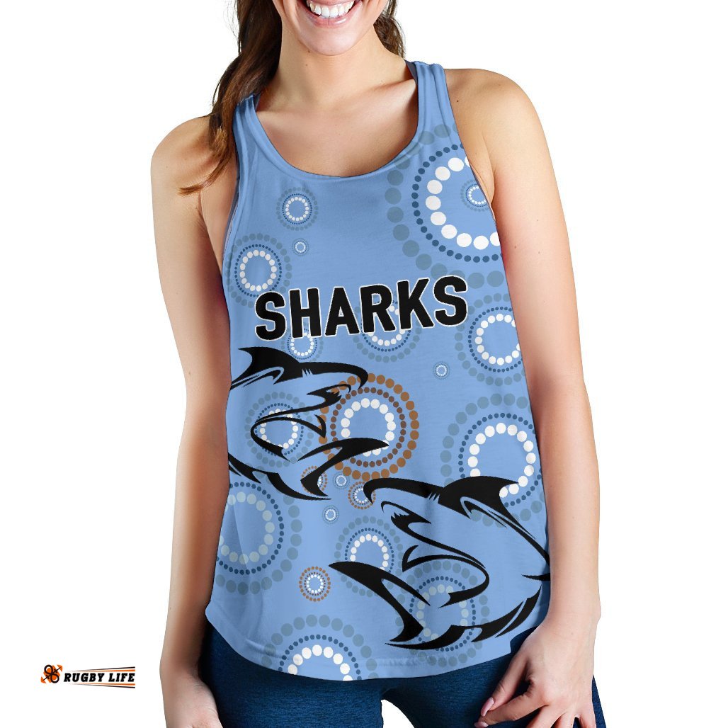 Cronulla Women's Racerback Tank Sharks Unique Indigenous