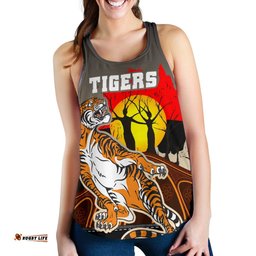 Custom Personalised Wests Tigers Women's Racerback Tank Version Aboriginal Art