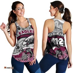 Custom Personalised Sea Eagles Women's Racerback Tank Aboriginal style