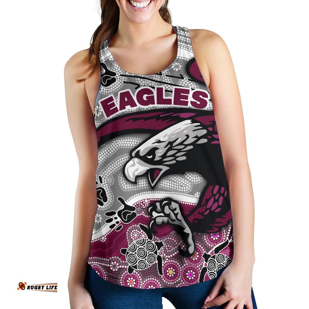 Custom Personalised Sea Eagles Women's Racerback Tank Aboriginal style