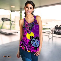 Custom Personalised Australia Lizard and Turtle Women Racerback Tank Aboriginal Art Beautiful Life