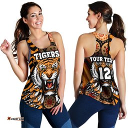 Custom Personalised Tigers Women's Racerback Tank Wests Tiger Skin Style
