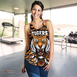 Custom Personalised Tigers Women's Racerback Tank Wests Tiger Skin Style