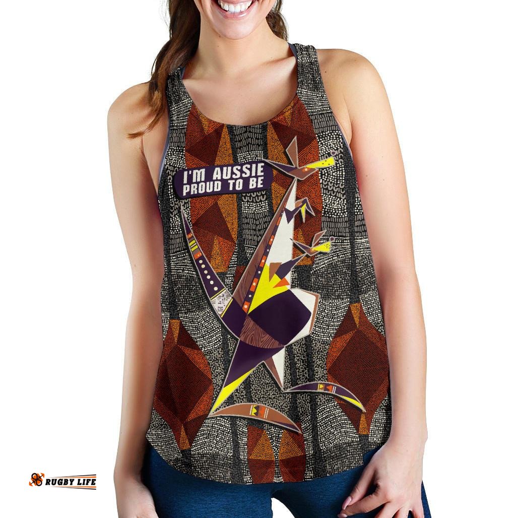Racerback Tank Kangaroo Top Tank Aboriginal Patterns Women
