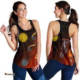 Aboriginal Women's Racerback Tank Flowers On The Land