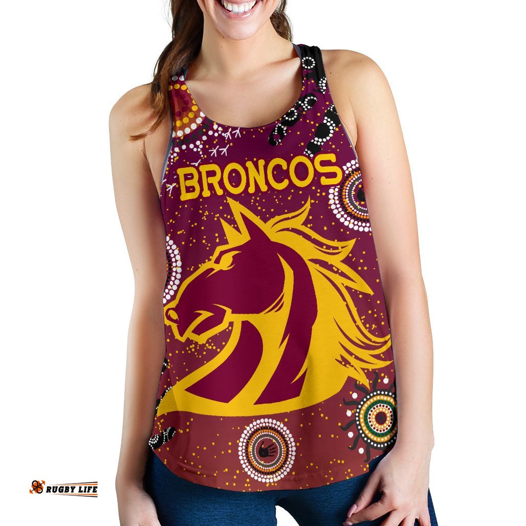 Brisbane Broncos Women Racerback Tank Indigenous Country Style