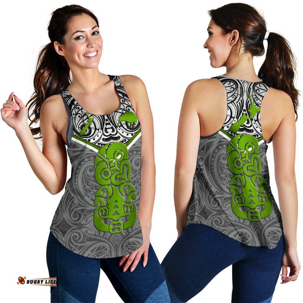 New Zealand Maori Rugby Women Racerback Tank Pride Version Gray