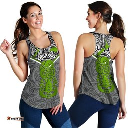 New Zealand Maori Rugby Women Racerback Tank Pride Version Gray
