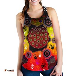 Aboriginal Racerback Tank Indigenous Circle Dot Painting Hand Art