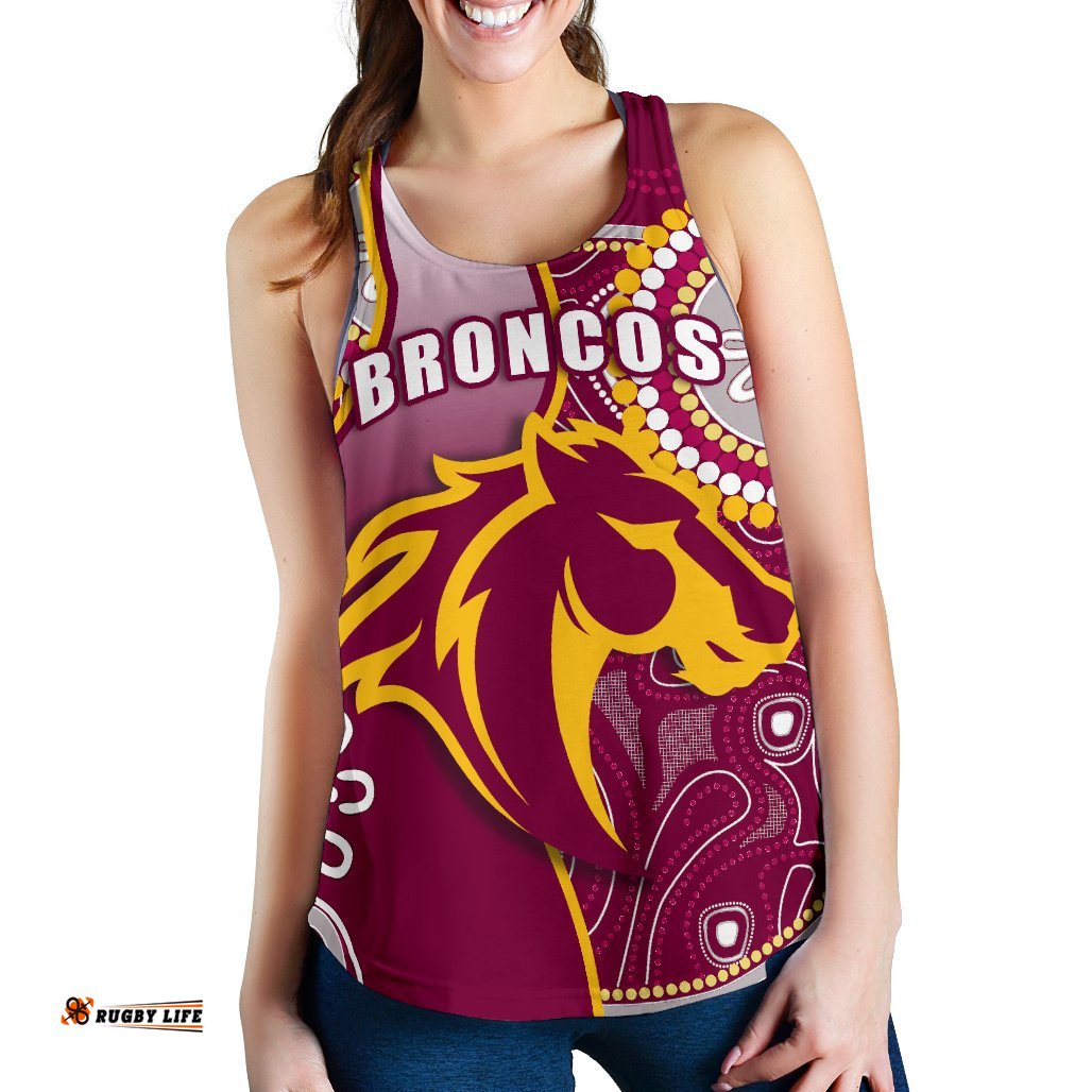 Broncos Indigenous Women Racerback Tank Brisbane Strong