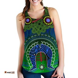 Torres Strait Women's Racerack Tank Dhari And Dot Patterns