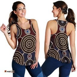 Racerback Tank Aboriginal Dot Painting Tank Top Ver08 Women