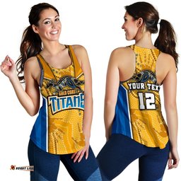 Custom Personalised Titans Women's Racerback Tank Gold Coast Aboriginal Armor Version