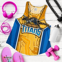 Custom Personalised Titans Women's Racerback Tank Gold Coast Aboriginal Armor Version