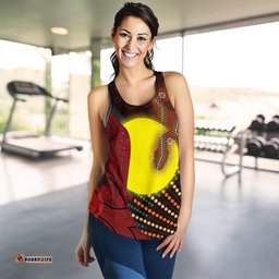 Aboriginal Women's Racerback Tank Indigenous Snake Sun Dot Painting
