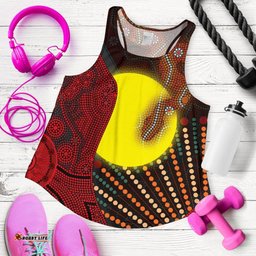 Aboriginal Women's Racerback Tank Indigenous Snake Sun Dot Painting