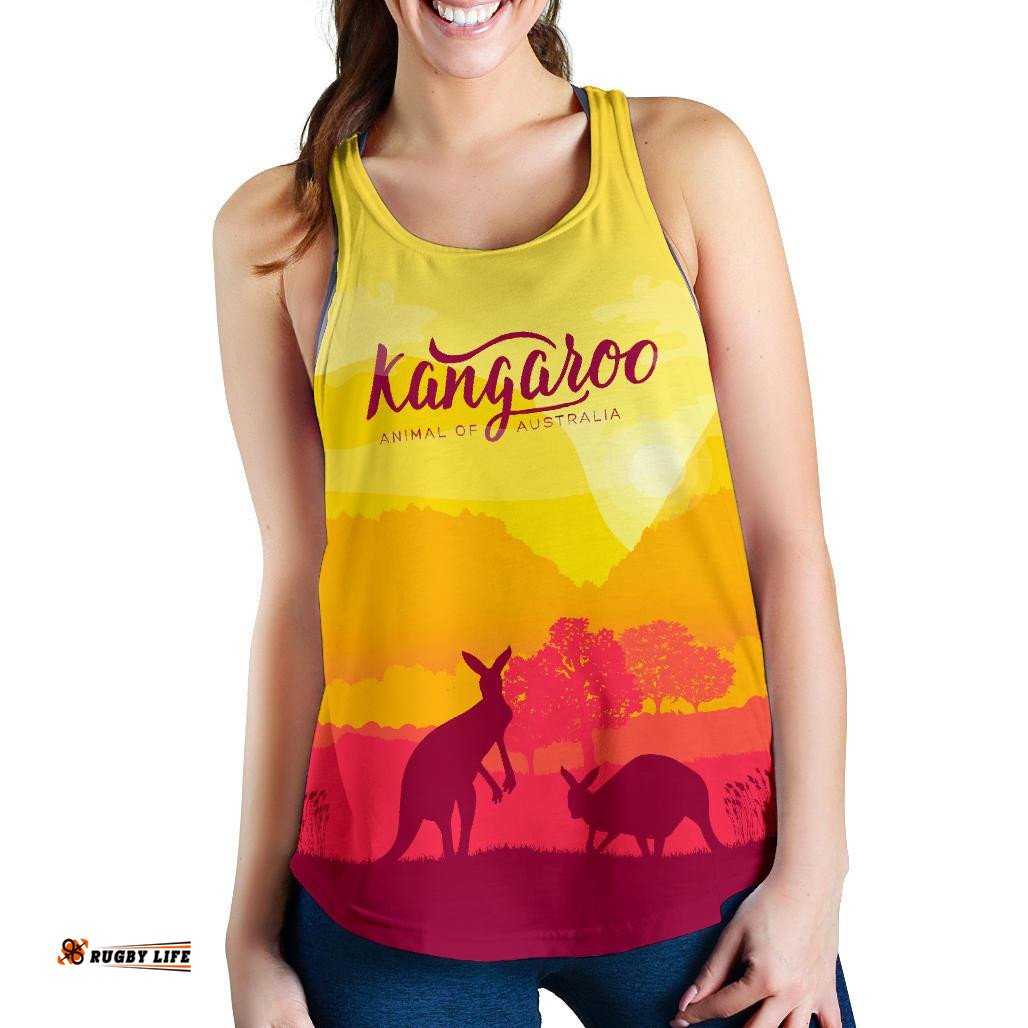 Racerback Tank Kangaroo Top Tank Morning Uluru Women