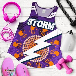 Custom Personalised Storm Women's Racerback Tank Indigenous Aboriginal Melbourne Sun Style