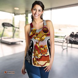 Racerback Tank Aboriginal Dot Painting Lizard Tank Women
