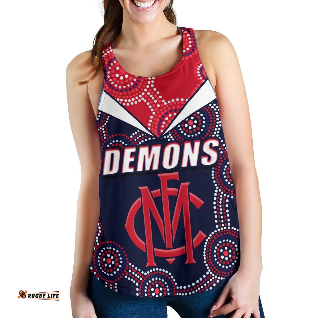 Demons Indigenous Women Racerback Tank Melbourne Fancy